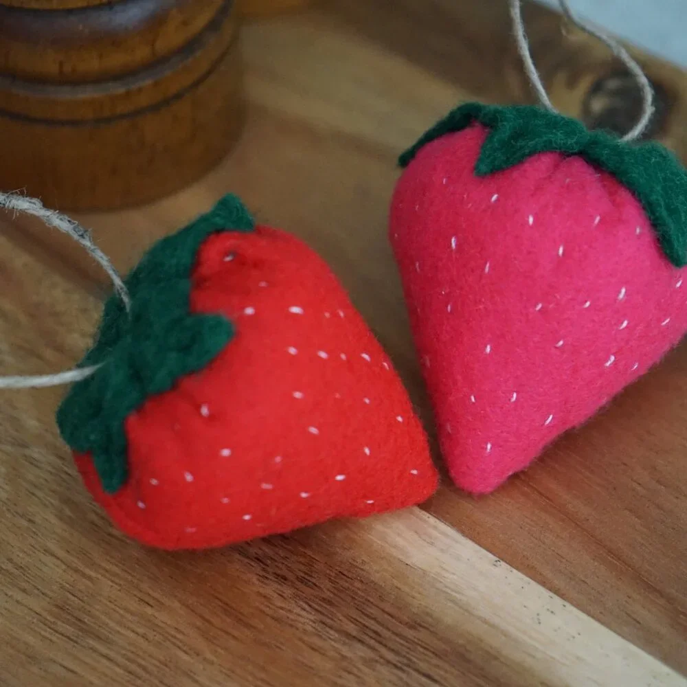 Hand Sewn Felt Strawberry Ornament